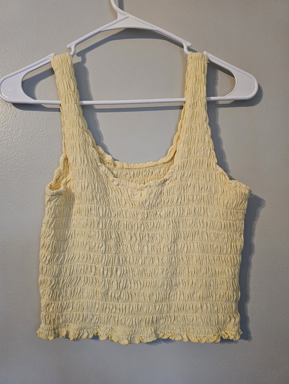 Yellow Smocked Crop Tank Top - Unbranded